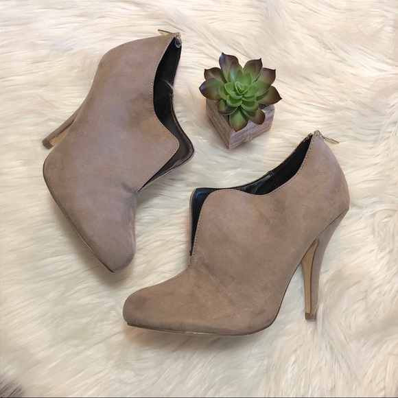 Call It Spring Shoes - Call it Spring Suede High Heeled Booties Tan 8